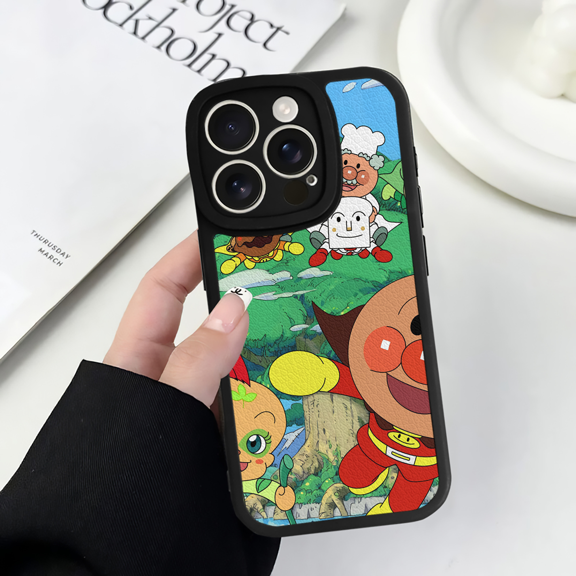 （画像用） アンパンマン Anpanman 【iPhone 16シリーズ対応】シリコンスマホケース（レザー調） 材質：シリコン